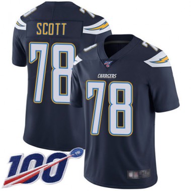 Los Angeles Chargers NFL Football Trent Scott Navy Blue Jersey Men Limited #78 Home 100th Season Vapor Untouchable